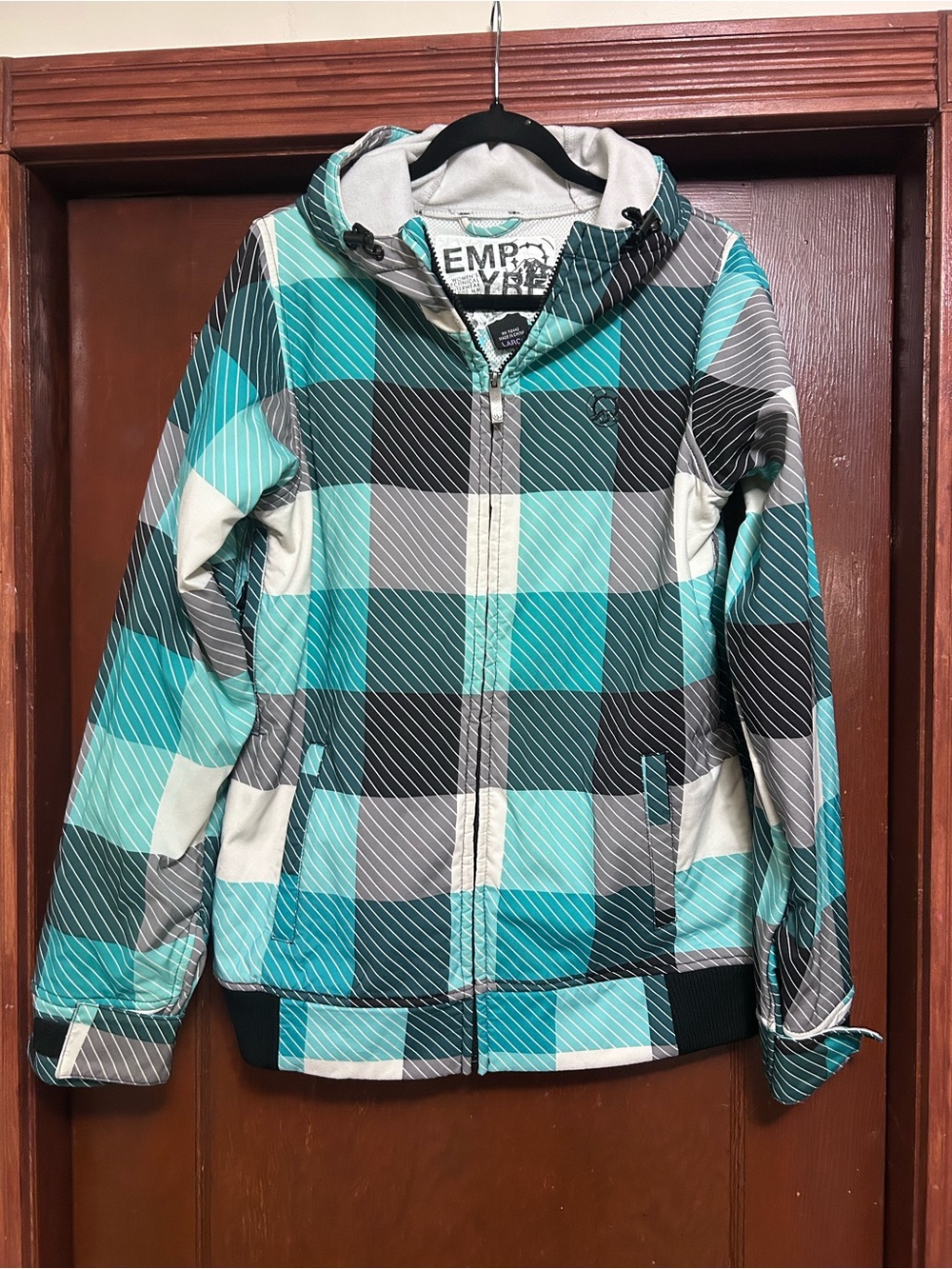 Empire Women’s Teal Plaid Hooded Jacket